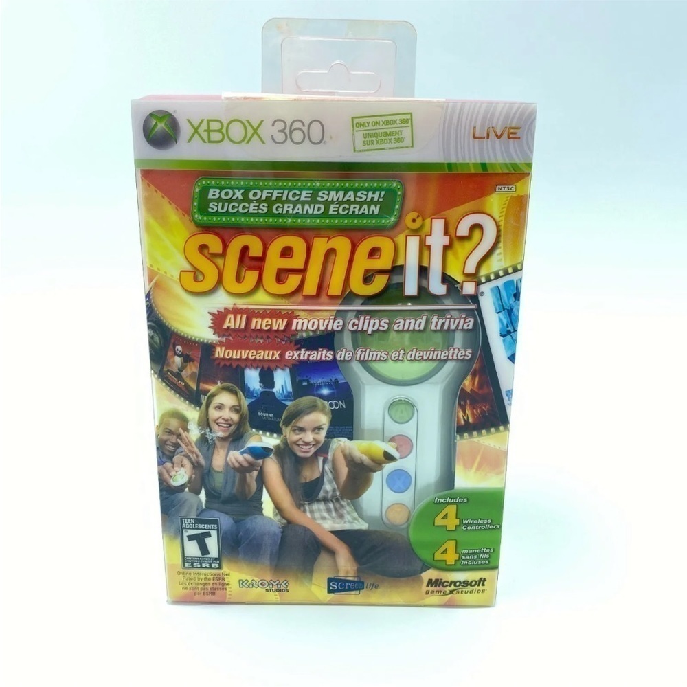 XBOX 360 Scene It? Box Office Smash Set w/ 4 Controllers & Game NEW Open Box
